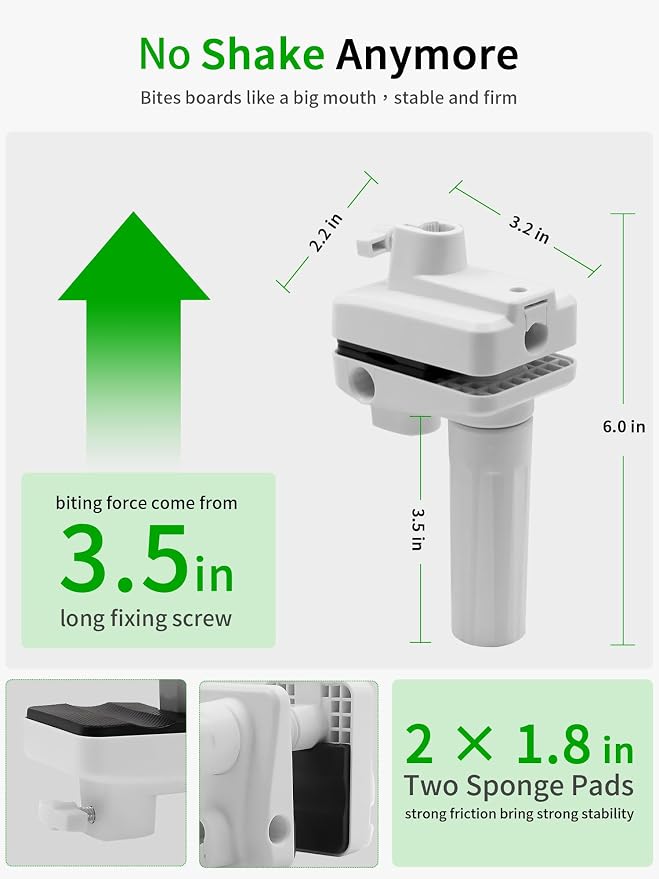 Desk Clamp Mount For Microphone Suspension Boom Scissor Arm Stand Holder, 5 Ways Boom Arm Insert Holes(12mm), Stable Installation on Tables/Beds up to 3.2 inches Thickness (White)
