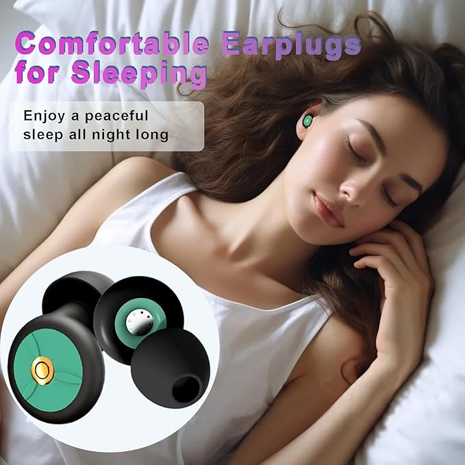 Ear Plugs for Sleeping - 32dB Noise Reduction Soft Silicone Sleep Earplugs,Reusable Hearing Protection Earplugs for Sleep,Work,Travel,Concerts,Focus