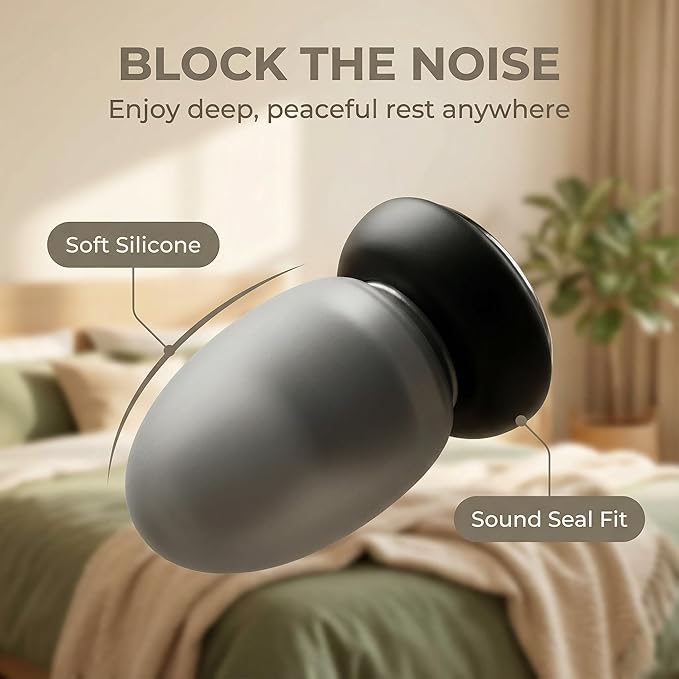 28-48dB Sleep Noise Cancelling earplugs, New airbag Style Mute, Suitable for use in Concerts, Work, Airplanes, and Focused Learning, with 6 Silicone earplugs (Silver Black)