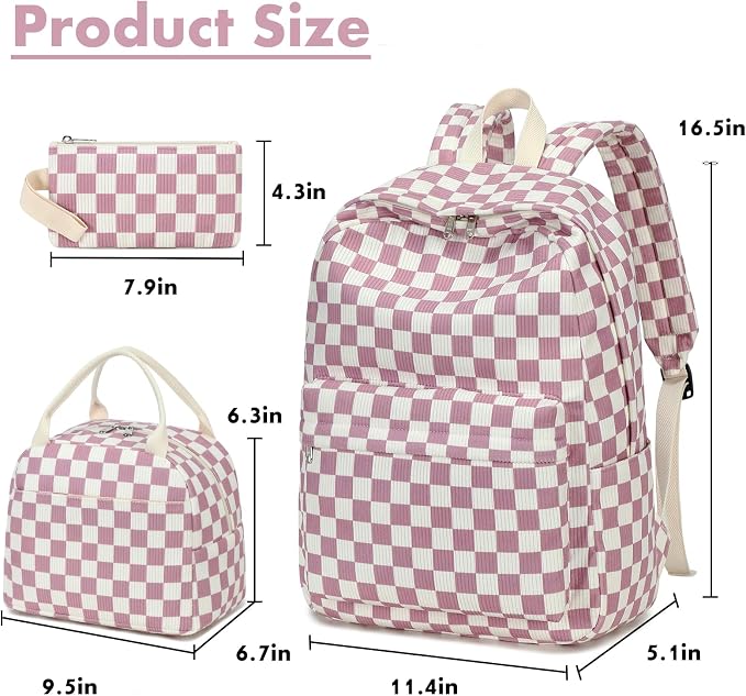 Bluboon School Backpack Set Girls Womens Laptop Bookbag Casual Daypack Fits 15 inch Laptop with Lunch Tote Bag and Pencil Bag