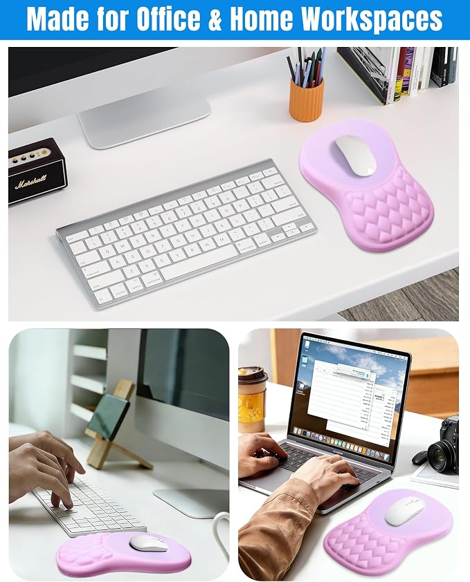 Ergonomic Mouse Pad with Wrist Rest, Slope Design Memory Foam Support, Smooth Lycra Surface, Non-Slip PU Base, Comfortable Mouse Mat for Office, Home, Computer Desk
