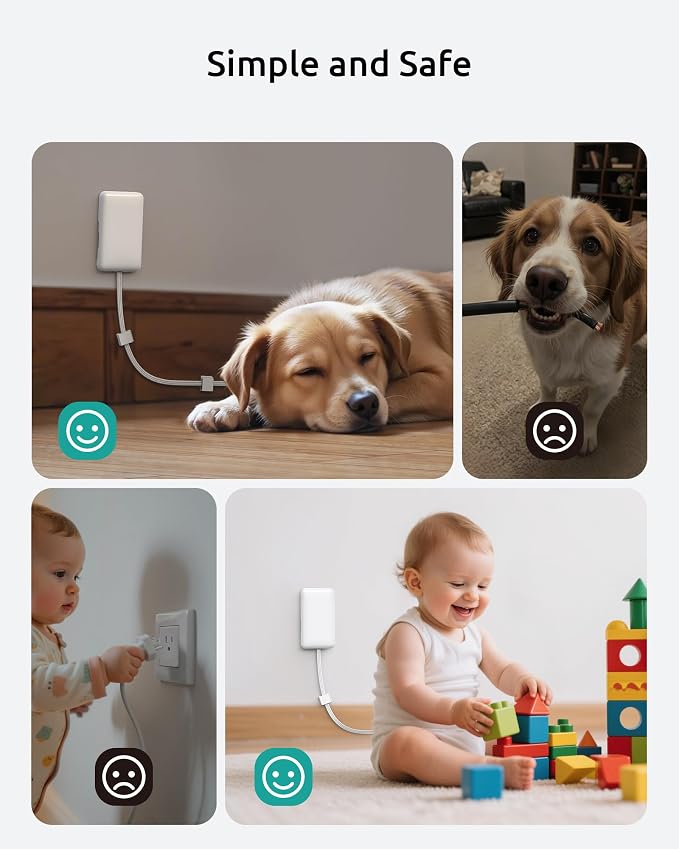 Outlet Cover Extension Cord Short 3ft, NUTICT Flat Plug Power Strip with 8 Outlets & 3 USB-C & 1 USB-A Port, 13A/1625W, 1440J Surge Protector, Indoor 3 Prong Flat Wall Plug for Tight Spaces, White