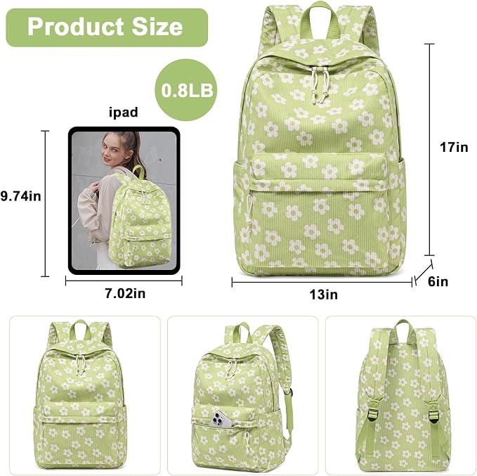 Bluboon School Backpack Set Girls Womens Laptop Bookbag Casual Daypack Fits 15 inch Laptop with Lunch Tote Bag and Pencil Bag