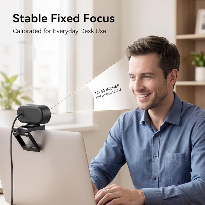 EMEET C100 1080P Webcam for PC, Built-in Mic, Rotating Privacy Cover, Portable Metal Clip, Computer Camera for Home Office, Meetings, Learning, Streaming, External Webcam for Desktop, Laptop, PC USB-A