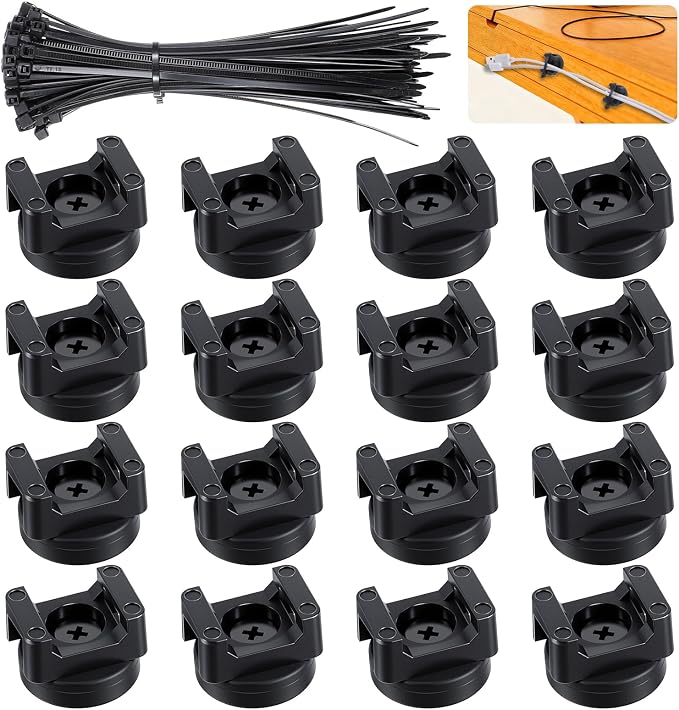 16 Pcs Magnetic Cable Zip Tie Mounts, Magnetic Wire Holder Base, Multipurpose Cable Management Clips, Wire Clamps for Electrical Supplies