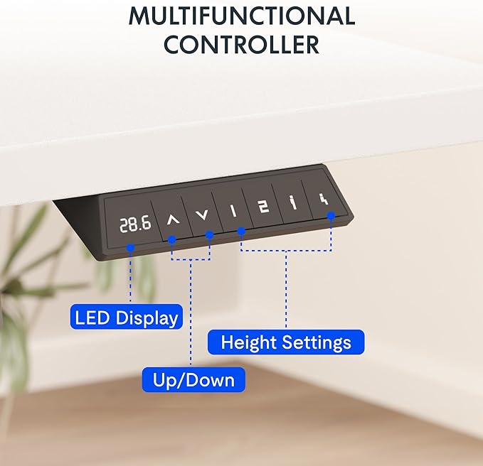 FLEXISPOT EN2 Whole-Piece Standing Desk with Clamp Power Strip, 40 x 24 Electric Stand Up Height Adjustable Desk with Cable Management (White Frame + 40" White Top)