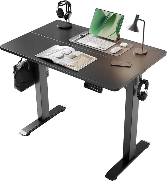 YDN Electric Standing Desk, 35x20 Inch, Black | 3 Memory Presets, Cable Management, Adjustable Height, Sit Stand, Space-Saving, Computer Workstation, Home Office