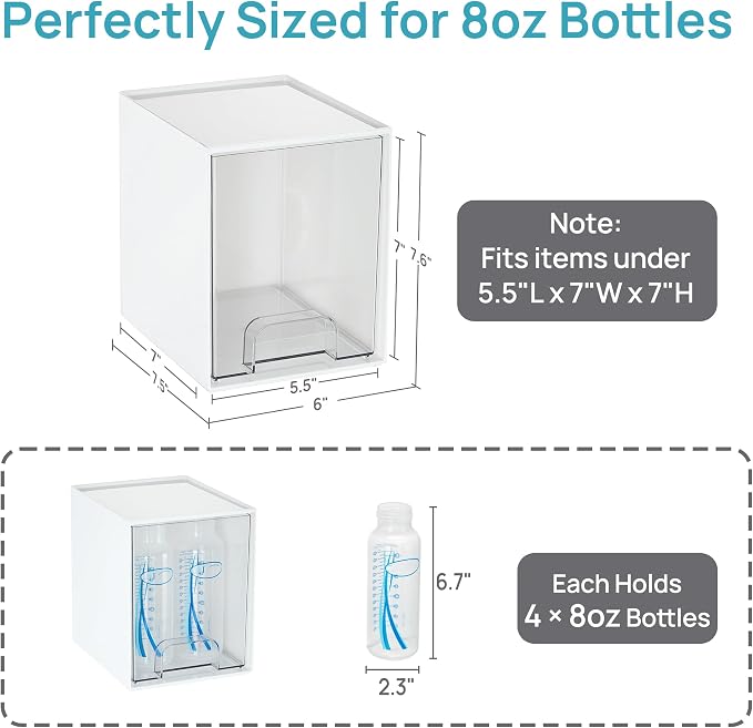 Vtopmart White Stackable Storage Drawers, 2 Pack Tall Organizers | Pull-Out Drawers, Stackable Design for Skincare, Cosmetics, Beauty Supplies, Vanity, Bathroom, Cabinet and Countertop