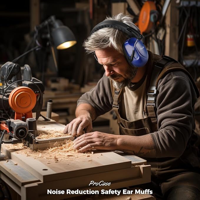 ProCase NRR 28dB Noise Reduction Ear Muffs, Foldable Adjustable Passive Noise Cancelling Headphones for Adults Kids Autism, Hearing Protection for Shooting, Construction, Mowing, Studying -Navy