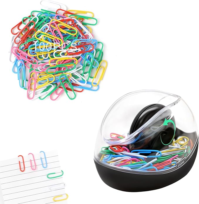 Paper Clips & Magnetic Paper Clip Holder, AgePlace 100-Pack Multicolor Paper Clips, 4 Strongest Magnets for Document Organization | Color-Coded Clutter for Office, School, Home Desk | Desk Organizer