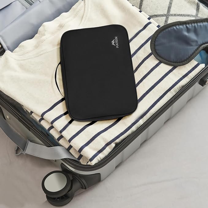 MATEIN Electronic Organizer Travel Case, Small Double Layers Cable Organizer for Travel Accessories, Water Resistant Portable Tech Case for Phone, Cords, Charger, Earphone, Tech Gifts, Black
