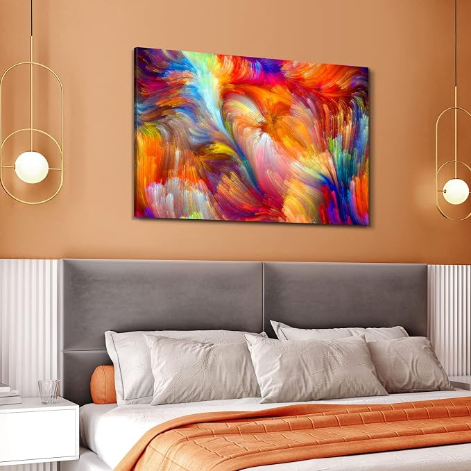 Large Colorful Abstract Canvas Wall Art for Living Room Modern Marble Pictures Aesthetic Wall Decor Watercolor Abstract Painting Poster Contemporary Artwork Bedroom Office Home Decorations 32x48”