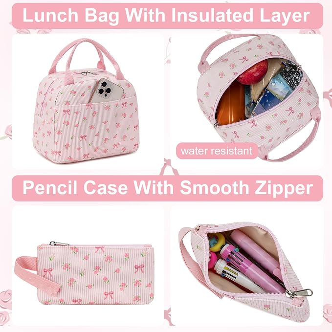 BTOOP School Backpacks for Teen Girls Bookbags Lightweight Kids Backpack School Bags Set with Lunch Box Pencil Case