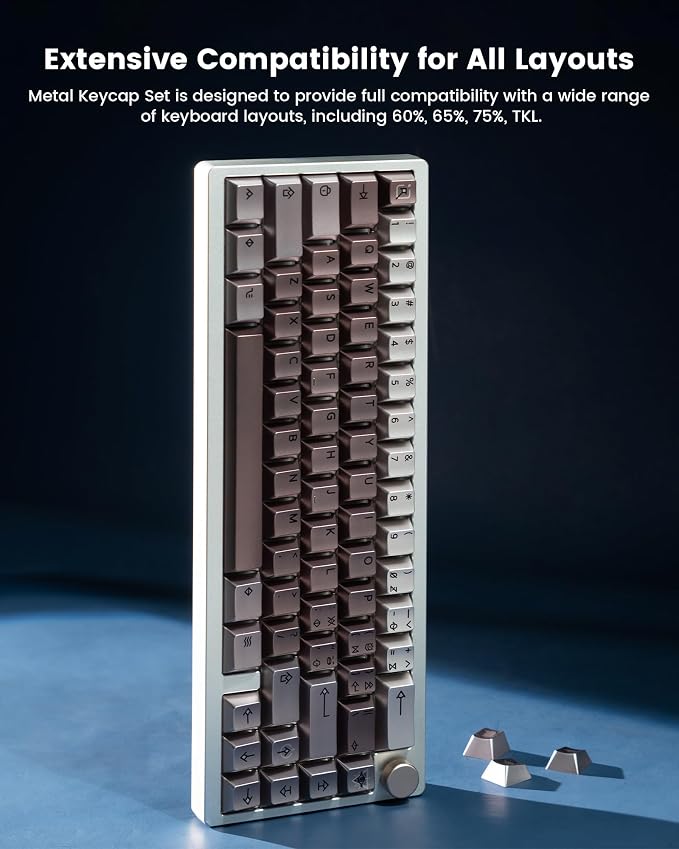 Keymatic Gaming Cherry Keycaps, Metal Keycaps with Key Puller for Mechanical Keyboard Cherry Mx Switch,112 Custom Keycaps,Coffee(Only Keycap Set)