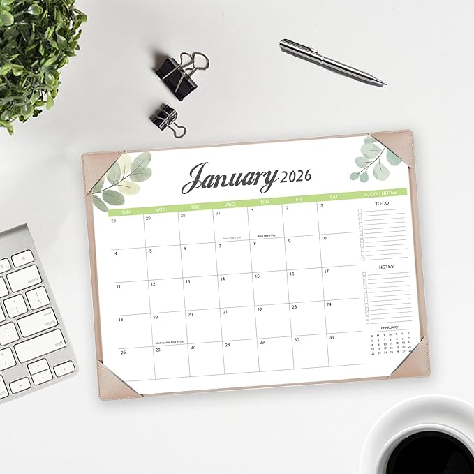 Desk Calendar 2026-2027 with Desk Mat – 17" x 12" Large Desk Pad Calendar Runs from January 2026 to June 2027, Office Supplies Desktop Monthly Calendar for Home & Office