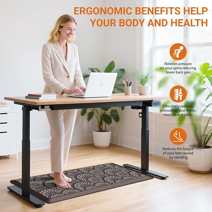 Mattitude 4/5 Inch Kitchen Mat, 20x53in Heavy Duty Ergonomic Comfort Foam Standing Desk Mat, Waterproof Non-Slip Standing Mats and Rugs for Kitchen, Office, Black