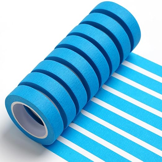 UMETDO 8PCS Colored Masking Tape - Blue Painters Tape, Tape for Kids Art Supplies, Great for Crafts, Labeling, DIY Decorative, 1/2 Inch Colored Tape Rolls- Tiny Size