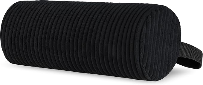 HIGOGOGO Lumbar Roll Lumbar Support Pillow for Office Chairs, Cars, and Gaming Chairs, Back Cushion with Washable Cover & Adjustable Strap to Relieve Back Pain and Improve Posture, 15"x6"x5", Black