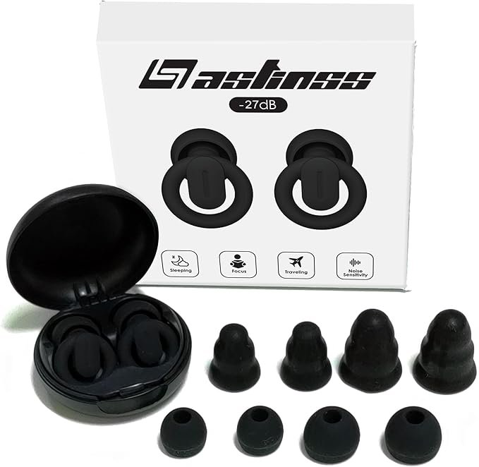 High-Fidelity Noise Reduction Earplugs – 27 dB NRR Reusable Silicone Ear Plugs for Sleeping, Travel, Concerts, Work & Study – Comfortable Hypoallergenic Ear Protection with Carry Case