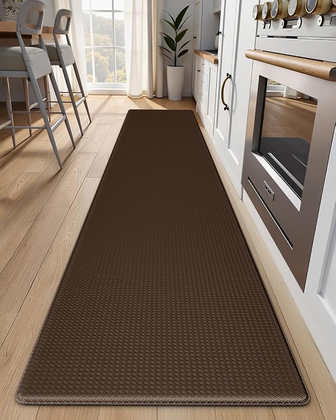 Kitchen Mats for Floor, Extra Long Anti-Fatigue Kitchen Rug, Brown | Cushioned Comfort,Non-Slip Backing,Waterproof Surface,Soft Underfoot,Easy Clean,Kitchen Sink,Laundry Room,Standing Desk