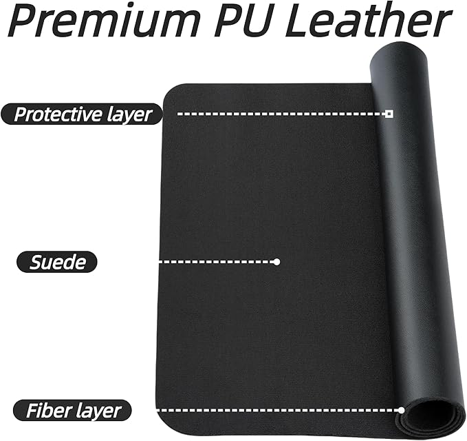 Desk Pad Mat PU Leather Non-Slip Water-Resistant Desk Matt for Desktop Large Mouse Pad for Office and Home Black 31.5" x 15.8"