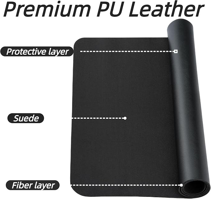 Desk Pad Mat PU Leather Non-Slip Water-Resistant Desk Matt for Desktop Large Mouse Pad for Office and Home Black 23.6" x 13.8"