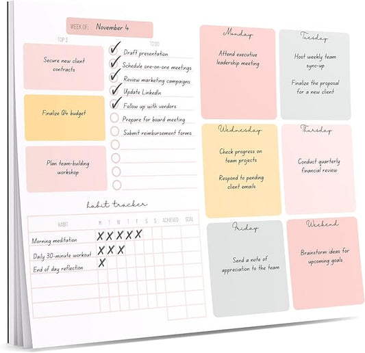 Weekly Planner Notepad Tear Off – 52 Undated Weekly Sheets Daily To Do List Notepad, Habit Tracker, Academic Planner Notebook, Daily Work Planner- Full Year Productivity Planner Weekly To Do List Pad