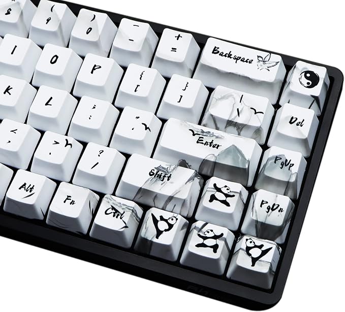 MOLGRIA Keycaps 68 Set Ink Panda for 68 Keys Keyboard, Custom PBT OEM Profile Key Caps with Keycap Puller for Cherry MX Khail Switches Gaming Keyboard