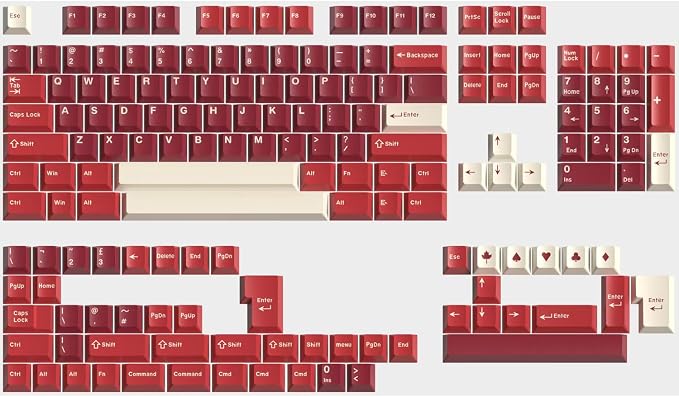 Fogruaden PBT Keycaps Set, Cherry Profile Custom Red Keycap for Mechanical Keyboard