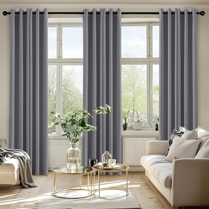 MIULEE Blackout Curtains for Bedroom Living Room 2 Panels, Thermal Insulated Room Darkening Drapes Grommet Noise Reducing Light Blocking Window Treatments 84 Inches Long 40x84 Inch Light Gray