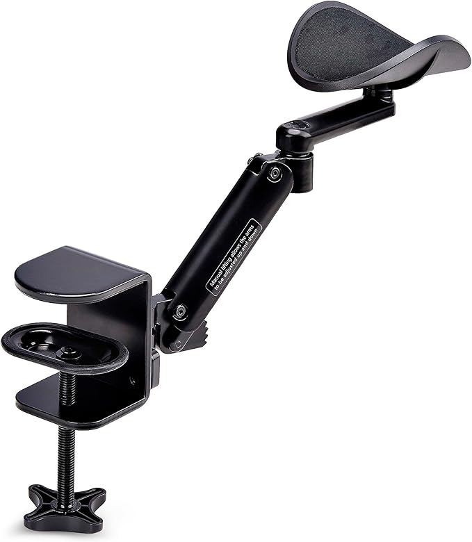 StarTech.com Adjustable Arm Rest for Office Desk, Ergonomic Arm/Elbow Support, 360-Degree Rotation, Clamp-On/No Drill Install