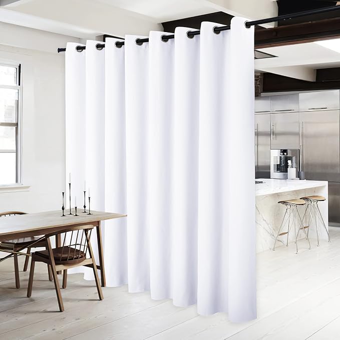 NICETOWN Patio Door Curtain Panel - (120 inches Wide, Pure White, 1 Piece) Nursery & Infant Care Drape, Extra Long 84 inches Length Curtain for Dining Room
