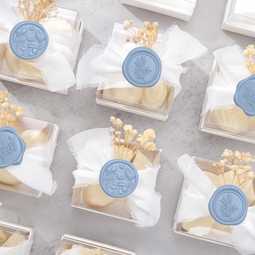UNIQOOO Wax Seal Stickers - (3 Designs in 1 Pack) Wedding Invitation Envelope Seal Stickers, 60 Pcs Self-Adhesive Stickers, Perfect for Invitation, Christmas, Gift Wrapping (Dusty Blue)
