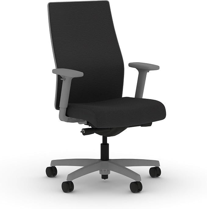 HON Ignition 2.0 Mid‑Back Ergonomic Office Chair, Mesh Task Seating with Lumbar Support, Advanced Synchro‑Tilt, Height and Width Adjustable Arms, Titanium Frame, Onyx