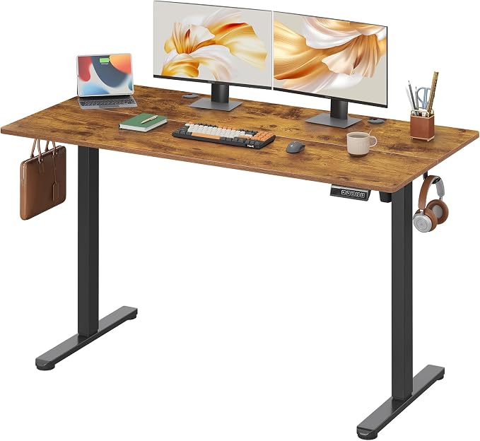 DEVAISE 55 Inch Standing Desk with Split Top, Ergonomic Computer Desk, Rustic Brown-1