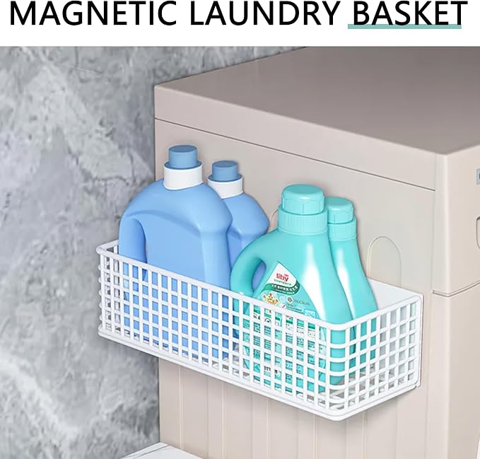 Buyyyit Magnetic Basket Magnetic Fridge Organizer Magnetic Pencil Holder Whiteboard Accessories Home Kitchen Organization (White-High)