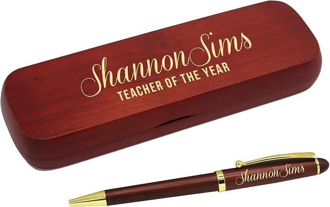 My Personal Memories, Custom Engraved Ballpoint Pen with Personalized Case - Wood Pen Set for Lawyers, Doctors, Teachers, Graduates, Students (Rosewood)