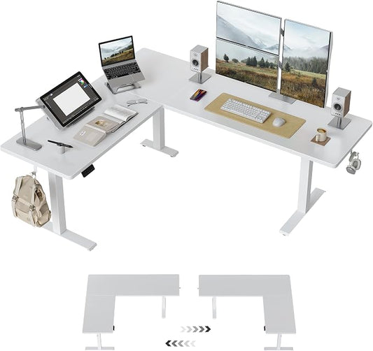 Cubiker 75 * 63" L Shaped Standing Desk, Reversible Corner Standing Desk, Suitable for Home Office, White