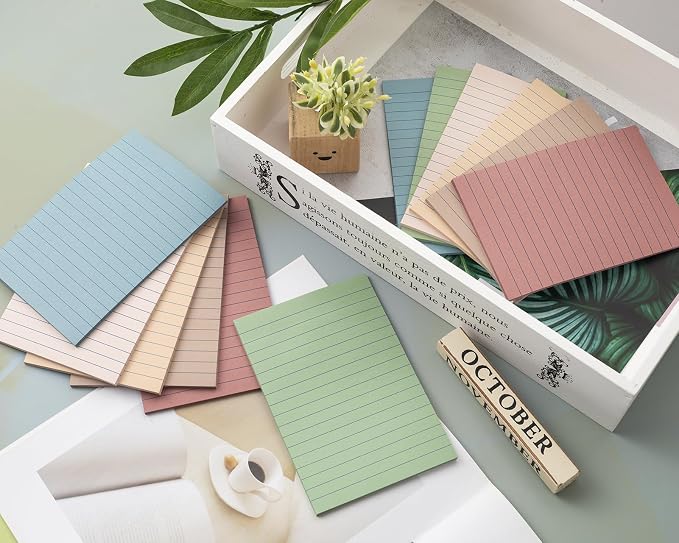 (12 Pack) Lined Sticky Notes 4x6 in,Large Notepads with Lines,Ruled Stickies Super Sticking Power,Office School Memo Note Pads Vintage Colors,Post on Windows Doors,Recyclable,Easy to Write on