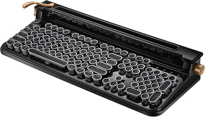 FINEDAY Keyboard 2.0 Plus, 2.4G Wireless & Bluetooth, 104 Keys, Blue Switch, 5000mAh, Retro Mechanical Keyboard for PC/Mac/Phone (English Keycaps)