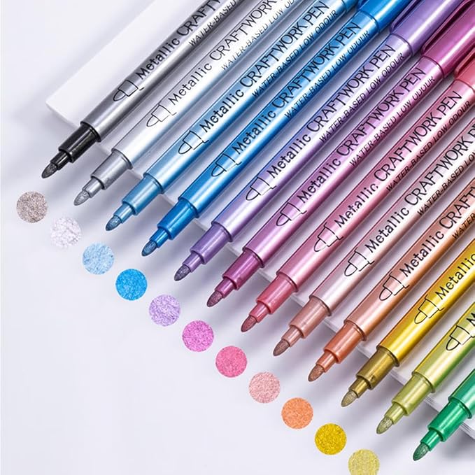 Wax Seal Kit, 12PCS Metallic Marker Color Pen for Decorating Wax Seal Stamp, Premium Wax Seal Set for Wedding Wax Envelope Seal, Fit All Beads or Wax Seal Sticks (Wax Seal Pen Kit 2)