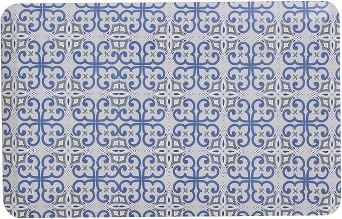 Mabel Home Anti Fatigue Floor Mat- 3 Size(20x32 & 20x39 & 24x70),16 Colors - Standing Desk Mat-Kitchen Floor Mat-Stain ResistantHome Non-Slip Bottom, Extra Soft (Blue&Pattern, 20" x 32")