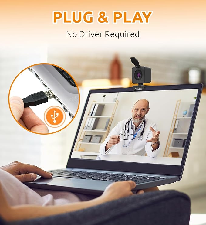TOUCAN 1080P Webcam for pc, Webcam with Microphone for Laptop, Plug and Play USB Web Cam, 90°View Computer Camera, External Camera for Streaming, Skype, Zoom, FaceTime, Hangouts, MacBook/Tablet