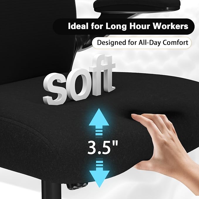 Home Office Desk Chairs, Ergonomic Office Chair with Lumbar Support & 3D Headrest, Computer Desk Chair with Flip-up Armrests, Perfect for Office or Study, Black/Carbon Fiber
