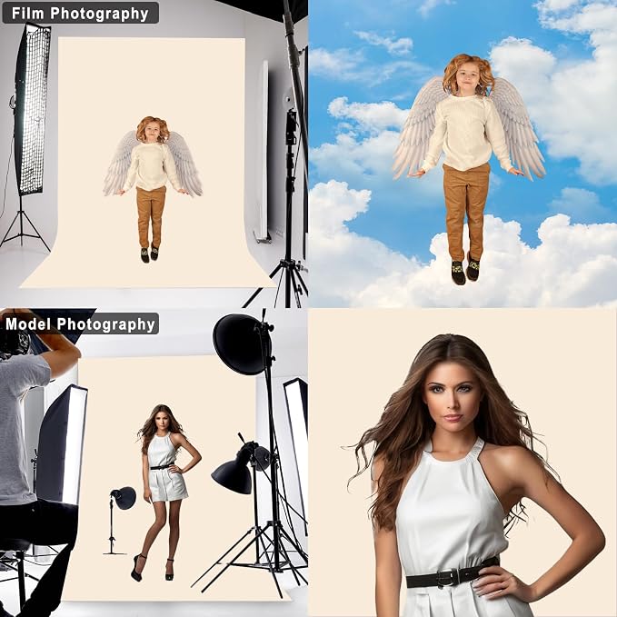 Cream Backdrop for Photoshoot Professional Photo Backdrop Background Curtain for Product Photography Portraits Wedding Party Live Streaming Video Recording 6X9 FT
