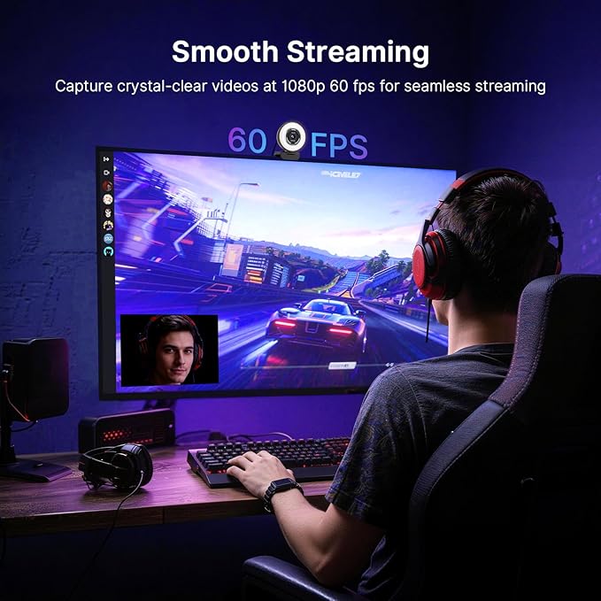 NexiGo 4K Streaming Webcam Kit, N680E Pro UHD Webcam w/Ring Light, PDAF Autofocus, 1080p 60FPS, Dual Noise-Canceling Mics, Privacy Shutter, Lightweight Mini Tripod, for Zoom/Teams/Twitch/Google Meet