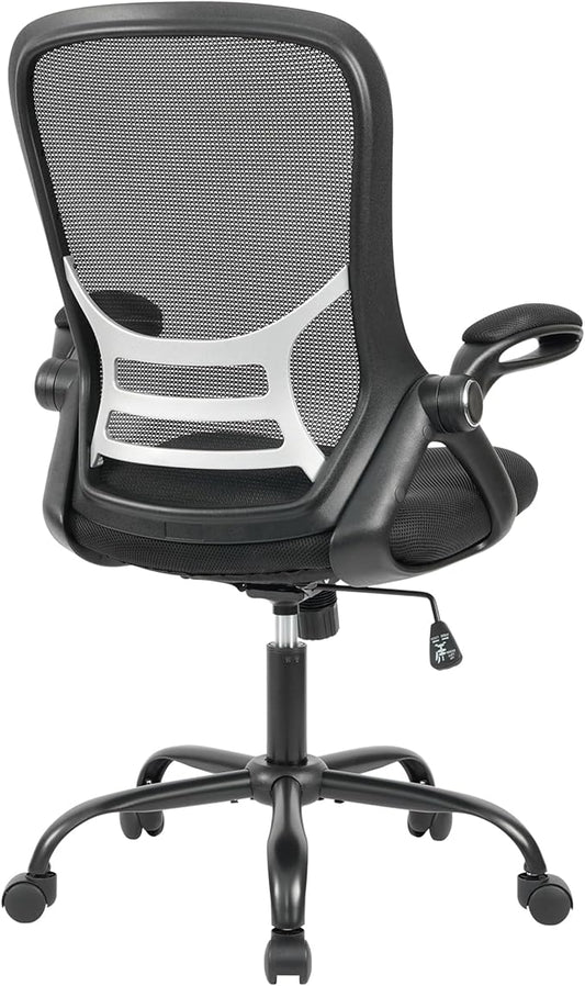 HYLONE Office Chair Ergonomic Chair with Flip up Armrests, Thickened Seat Computer Chair with Breathable Mesh Back Home Office Computer Chairs for Long Hours Mesh Office Chair(Black)