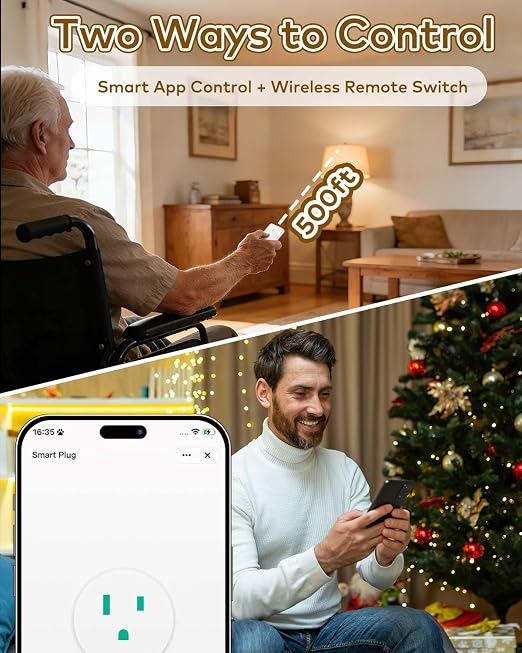 NineLeaf Smart Plug, WiFi Smart Plugs Work with Alexa/Google Home via Tuya, Wireless Outlet Timer w APP Remote Control, 2.4GHz WiFi Only, No Hub Required, TUV FCC Listed,2 Set (2outlets+2switches)