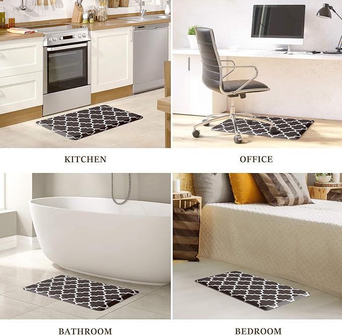 WISELIFE Kitchen Mat Cushioned Anti-Fatigue Rug,17.3"x 28",Non Slip Waterproof Kitchen Rugs Heavy Duty PVC Ergonomic Comfort Mat for Floor Home, Office, Sink, Laundry, Chocolate