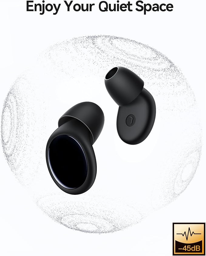 45dB Ear Plugs for Sleeping Noise Cancelling Ear Plugs for Noise Reduction & Snoring, Concerts, Earplugs for Sleep,Sider Sleepers Airplane, Silicone Earplugs Reusable Concert Ear Plug Case Black